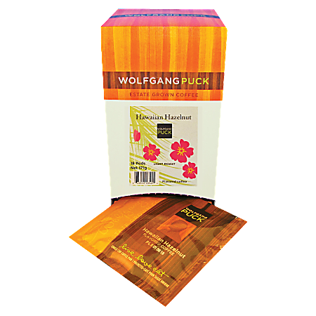 Wolfgang Puck® Hawaiian Hazelnut Single Serve Coffee Pods, Medium Roast, Box Of 18