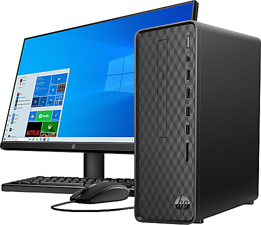 HP Slim S01-aF0006b Desktop PC Bundle, 23.8" Screen, AMD Ryzen 3, 8GB Memory, 256GB Solid State Drive, Windows® 10, 1K0C1AA#ABA