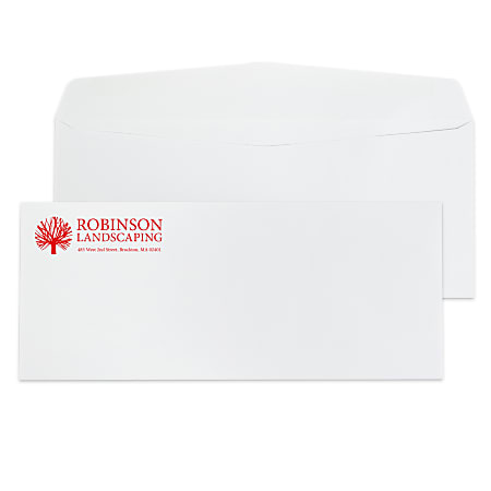 Custom #10, 1-Color, Standard Business Envelopes, 4-1/8" x 9-1/2", White Wove, Box of 500