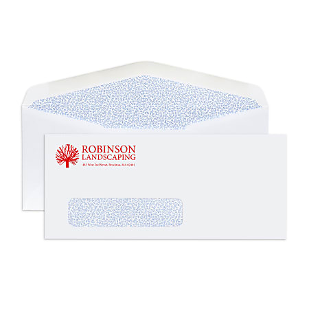 Custom #10, 1-Color, Single Window, Security Tint, Business Envelopes, 4-1/8" x 9-1/2", White Wove, Box Of 500