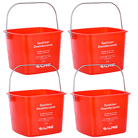 Alpine Sanitizing Buckets, 8 Qt, Red, Pack Of 4 Buckets