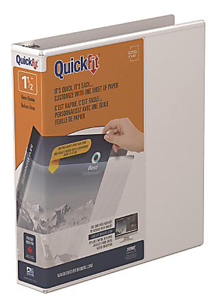 QuickFit® View 3-Ring Binder, 1 1/2" Angle D-Rings, White