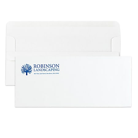 Self-Seal, Standard Business Envelopes,  4-1/8" x 9-1/2", 1-Color, Custom #10, Box Of 500