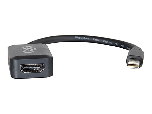 C2G Mini DisplayPort to HDMI Adapter - Mini DP to HDMI Adapter - DisplayPort 1.2 - Black - M/F - Adapter - Mini DisplayPort male to HDMI female - 8 in - shielded - black