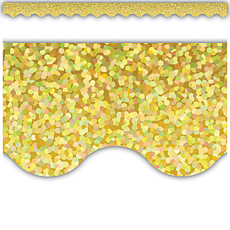 Teacher Created Resources Scalloped Border Trim, Yellow Sparkle, 2-3/16" x 35", Total Qty 12