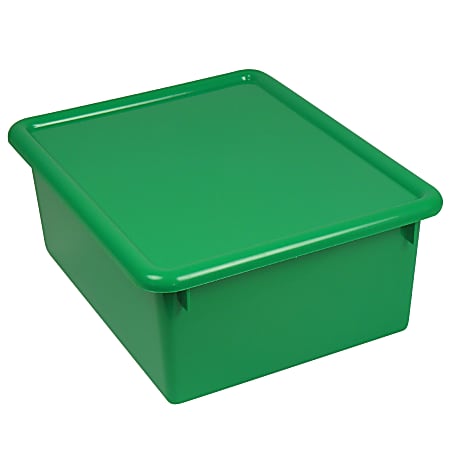Stowaway® 5" Letter Box With Lid, Small Size, 5" x 10 1/2" x 13", Green, Pack Of 3