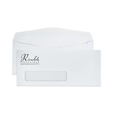 Custom #9, 1-Color, Single Window Business Envelopes, 3-7/8" x 8-7/8", White Wove, Box of 500
