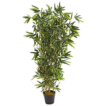 Nearly Natural 57"H Real Touch UV-Resistant Bamboo Artificial Tree, 57"H x 12"W x 12"D, Black/Green