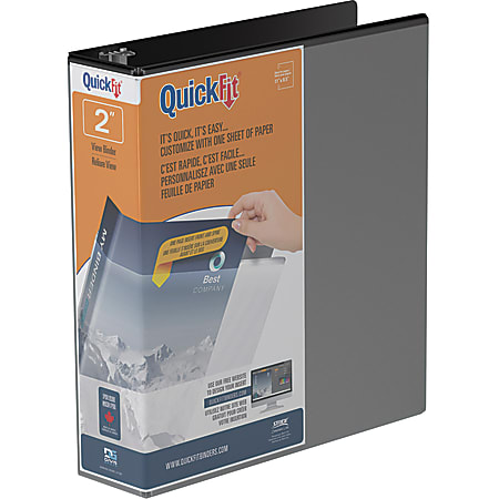 QuickFit® View 3-Ring Binder, 2" Angle D-Rings, Black