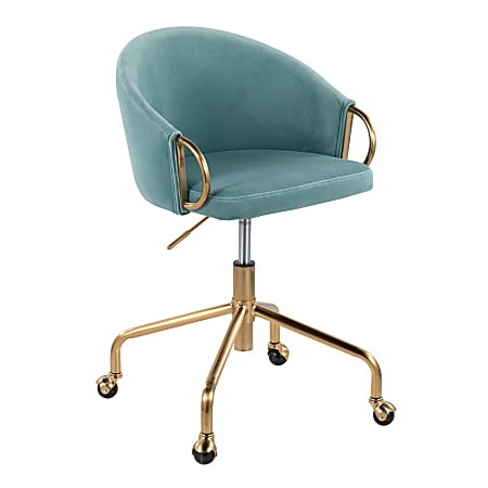 LumiSource Claire Task Chair, Light Blue/Gold