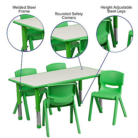 Flash Furniture Rectangular Plastic Height Adjustable Activity
