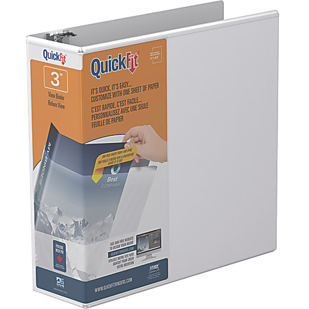 QuickFit® View 3-Ring Binder, 3" Angle D-Rings, 50% Recycled, White