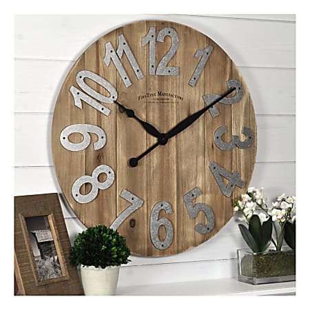 FirsTime & Co.® Slat Wood Round Wall Clock, Tan