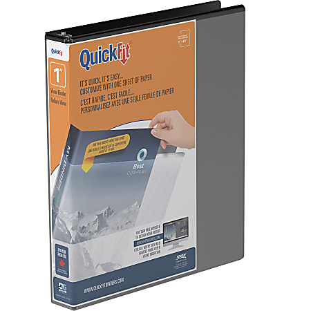 QuickFit® View 3-Ring Binder, 1" Round Rings, Black