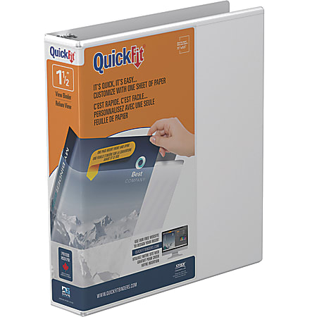 QuickFit® View 3-Ring Binder, 1 1/2" Round Rings, White