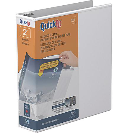 QuickFit® View 3-Ring Binder, 2" Round Rings, White