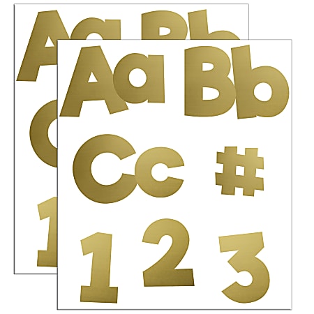 Carson Dellosa Education EZ Letters, Sparkle + Shine Gold Foil, 219 Pieces Per Pack, Set Of 2 Packs