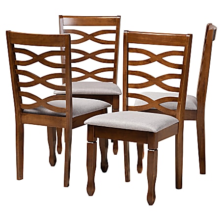 Baxton Studio Elijah Dining Chairs, Gray/Walnut, Set Of 4 Chairs