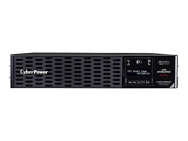 CyberPower Smart App Sinewave PR750RT2U - UPS (rack-mountable / external) - AC 100/110/120/125 V - 750 Watt - 750 VA - 5 Ah - RS-232, USB - output connectors: 8 - active PFC - 2U - black