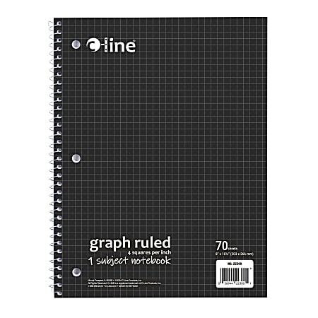 C-Line Graph Ruled Notebooks, 8” x 10-1/2”, 1 Subject, 70 Sheets, Black, Pack Of 24 Notebooks