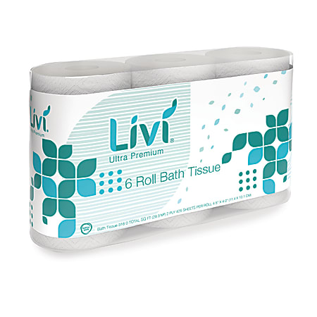 Livi&reg; Ultra Premium Bath Tissue, 2-Ply, White, 425 Sheets, 36 Rolls/Carton