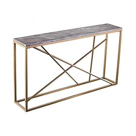 SEI Furniture Arendal Skinny Console Table, 29"H x 52"W x 10"D, Gold/Gray
