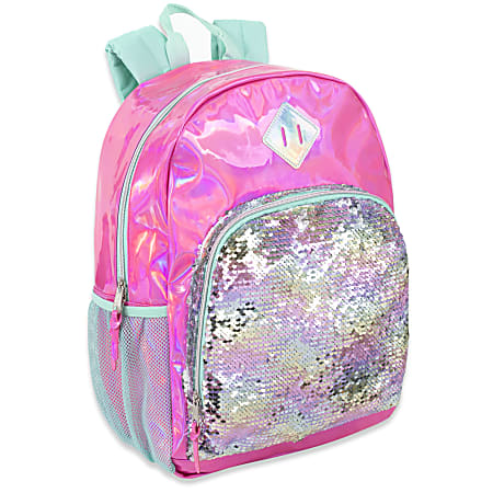 Trailmaker Sequin Hologram Backpack, Pink/Green