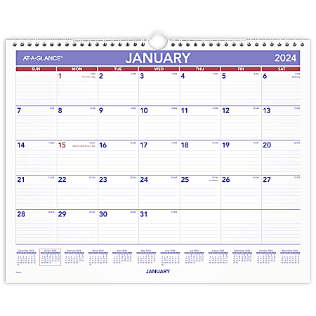 2024 AT A GLANCE Monthly Wall Calendar 15 x 12 January To December 2024 ...