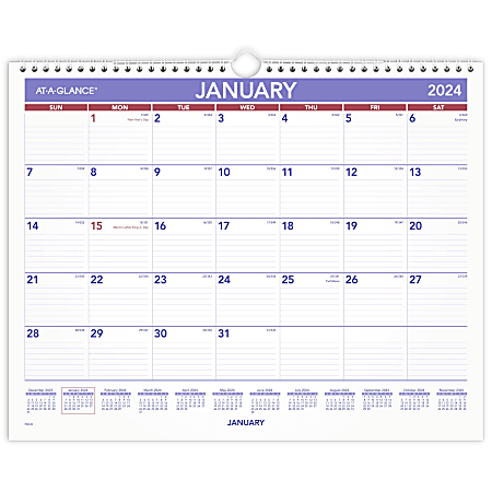 2024 AT-A-GLANCE® Monthly Wall Calendar, 15&quot; x 12&quot;,