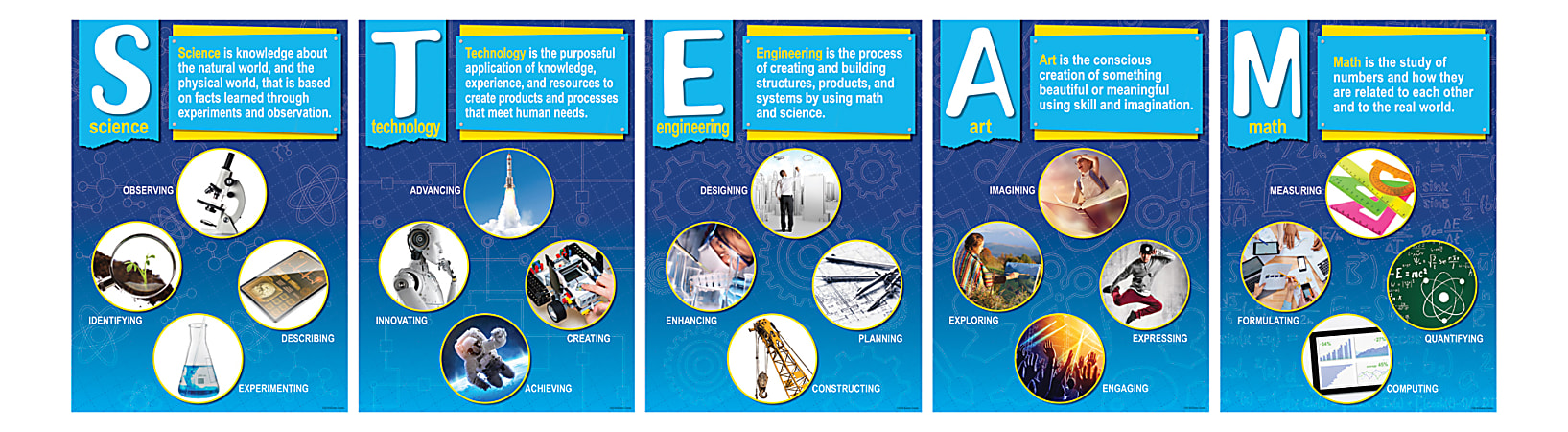 Barker Creek STEAM Posters, 13-3/8" x 19", Multicolor, Set Of 5 Posters