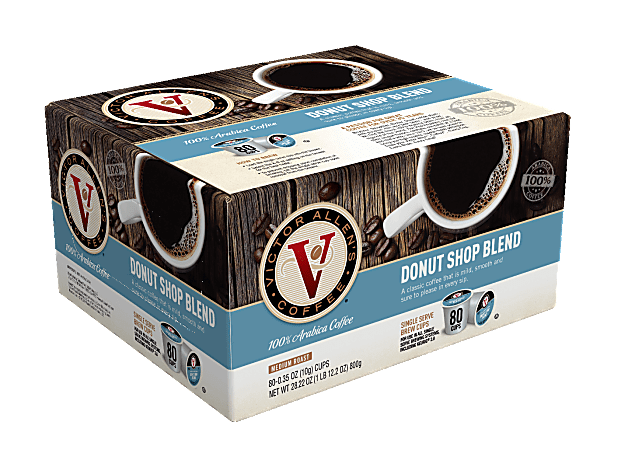 Victor Allen Single-Serve Coffee Pods, Donut Shop, Carton Of 80