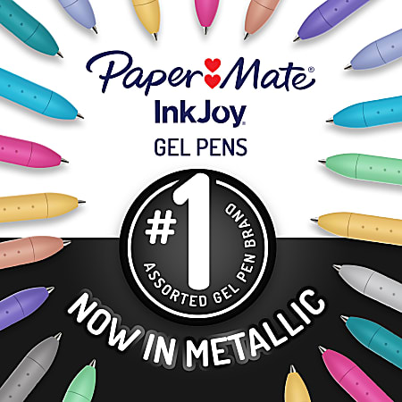 Paper Mate InkJoy Gel Pens, Metallic Pens, Retractable, Medium Point (0.8mm) Assorted Colors, 3 Count