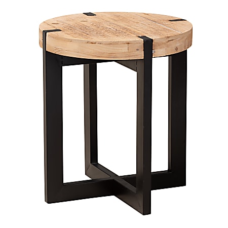 Baxton Studio Rustic And Industrial End Table, 15-3/4" x 13-13/16", Natural Brown/Black