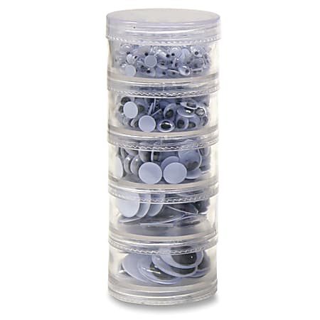 Chenille Kraft Wiggle Eyes, Assorted, Black/White, Stackable Jar of 560