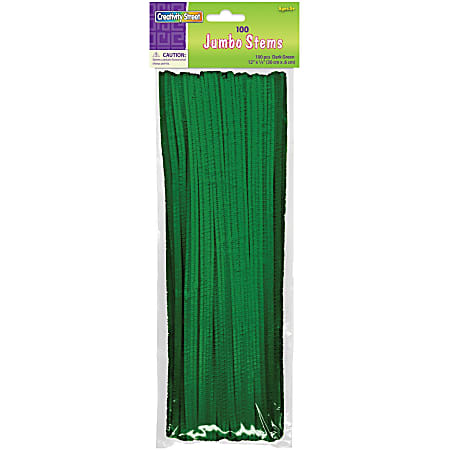 100 X Green Jumbo Premium Craft Pipe Cleaners Chenille Stems 30cm X 6mm 