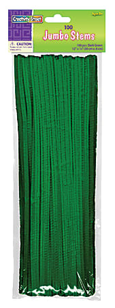 100 X Green Jumbo Premium Craft Pipe Cleaners Chenille Stems 30cm X 6mm 