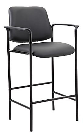 Boss Office Products Square Back Stool with Antimicrobial Vinyl Black ...