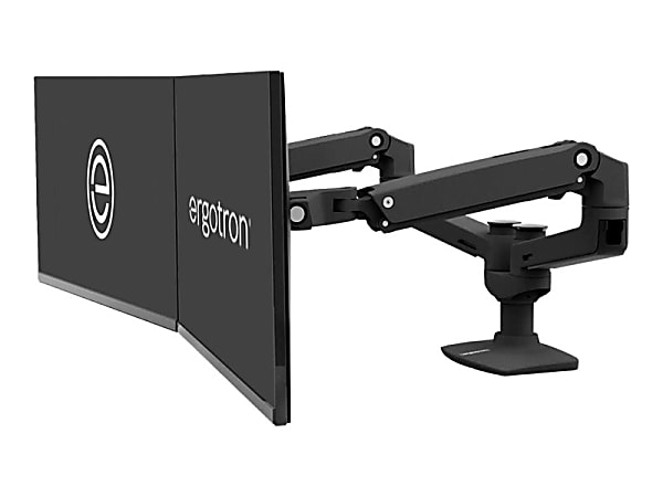 Ergotron LX Dual Side-by-Side Arm - Mounting kit (desk clamp mount, grommet mount, pole, 2 articulating arms, t-bracket) - Patented Constant Force Technology - for 2 LCD displays - aluminum, steel - matte black - screen size: up to 27"