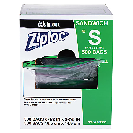 Ziploc® Resealable Sandwich Bags, Clear, Box Of 500 Bags