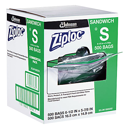 Ziploc Resealable Sandwich Bags Clear Box Of 500 Bags - Office Depot