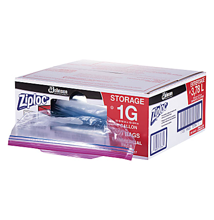 Ziploc Plastic Double Zipper Storage Bags 1 Gallon Clear Box Of 38 Bags -  Office Depot