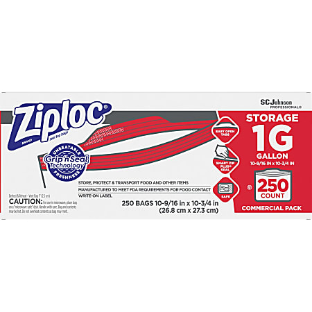 Ziploc Freezer And Storage Bags 1 Gallon Box Of 250 Bags - Office