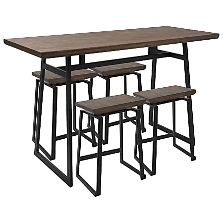 Lumisource Geo Industrial Black/Brown Counter Table With 4