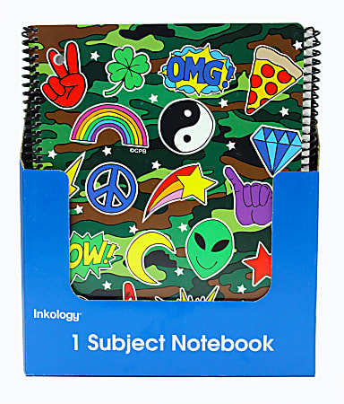 Inkology Corey Paige Notebooks, 8-1/2" x 11", College Ruled, 140 Pages (70 Sheets), Assorted Designs, Pack Of 12 Notebooks