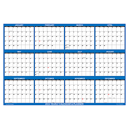 2024 SwiftGlimpse Oversized WetDry Erase Laminated Yearly Wall Calendar 72 x 48 Navy - ODP Business Solutions