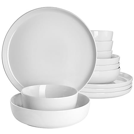 Gibson Home Avisala 12-Piece Fine Ceramic Dinnerware Set, White