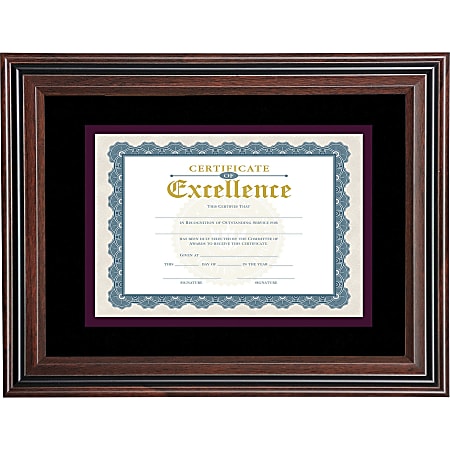 Advantus Double Matted Certificate Picture Frame, 11" x 14" With Mat, Rosewood