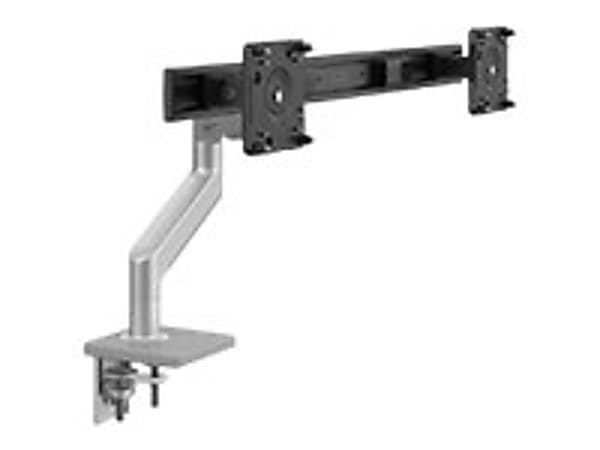 Humanscale M8.1 - Mounting kit (crossbar for dual monitors, two-piece clamp mount with base, angled / dynamic link, 2 VESA adapters (black)) - for 2 LCD displays - silver with black trim - mounting interface: 100 x 100 mm - desk-mountable