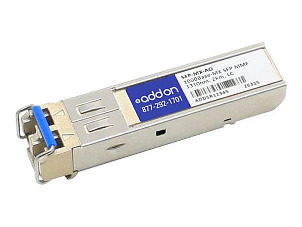 AddOn Cisco SFP-MX Compatible SFP Transceiver - SFP (mini-GBIC) transceiver module - GigE - 1000Base-MX - LC multi-mode - up to 1.2 miles - 1260-1360 (TX) / 1100-1600 (RX) nm