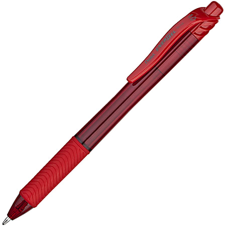 Pentel® EnerGel-X Retractable Gel Pens, Bold Point, 1.0 mm, Red Barrel, Red Ink, Pack Of 12 Pens